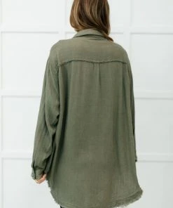 Ave Shops Sweet Kiss Olive Button Down Top - Stylish Long Sleeve Blouse 30 Ave Shops Clothing Sweet Kiss Button Down Top In Olive