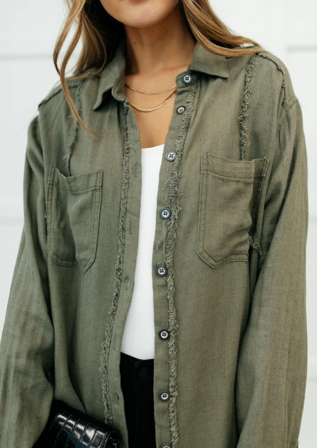 Ave Shops Sweet Kiss Olive Button Down Top - Stylish Long Sleeve Blouse 3 Ave Shops Clothing Sweet Kiss Button Down Top In Olive