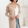 Ave Shops Swift Stripes Pocket Cardigan In Taupe