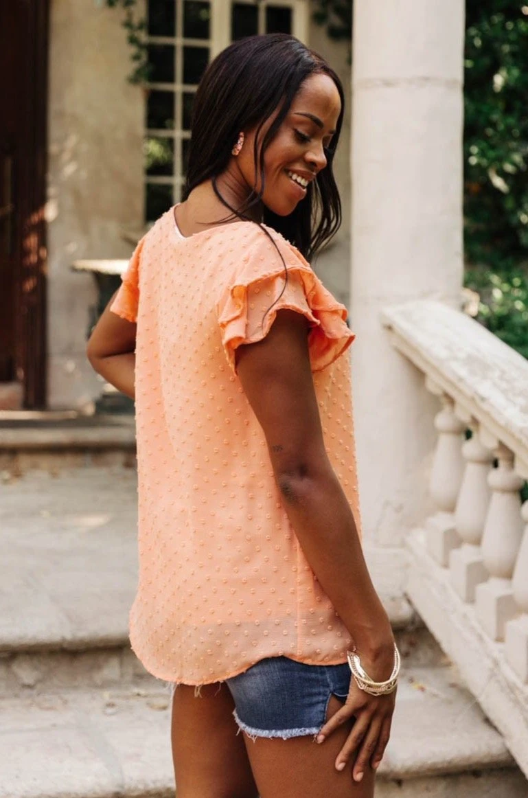 Ave Shops Swiss Dot Ruffle Sleeve Top - Stylish Short Sleeve Blouse for Women 9 Ave Shops Swiss Dot Ruffle Sleeve Top Clothing