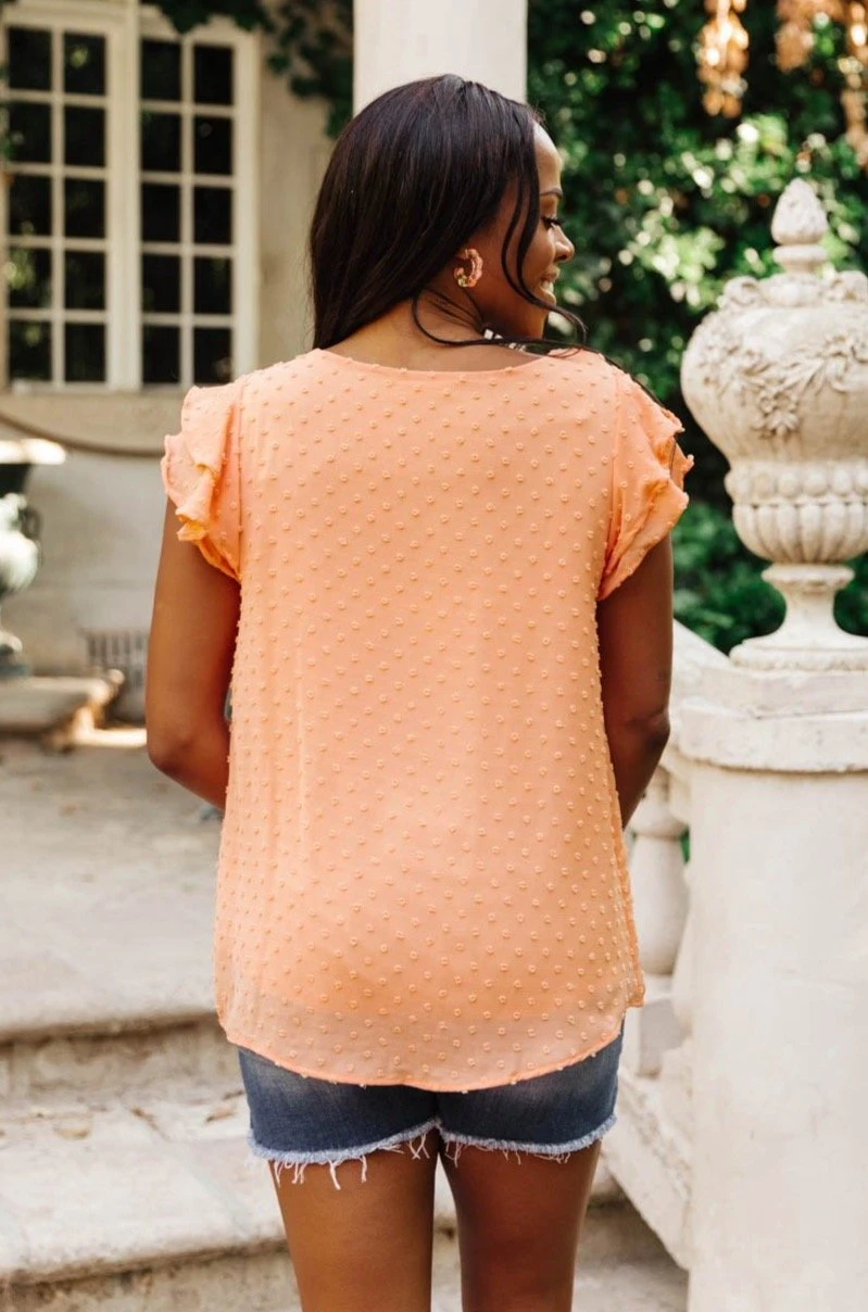 Ave Shops Swiss Dot Ruffle Sleeve Top - Stylish Short Sleeve Blouse for Women 10 Ave Shops Swiss Dot Ruffle Sleeve Top Clothing