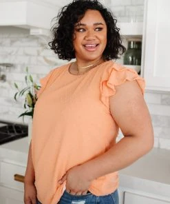 Ave Shops Swiss Dot Ruffle Sleeve Top - Stylish Short Sleeve Blouse for Women 44 Ave Shops Swiss Dot Ruffle Sleeve Top Clothing