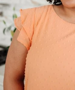 Ave Shops Swiss Dot Ruffle Sleeve Top - Stylish Short Sleeve Blouse for Women 39 Ave Shops Swiss Dot Ruffle Sleeve Top Clothing