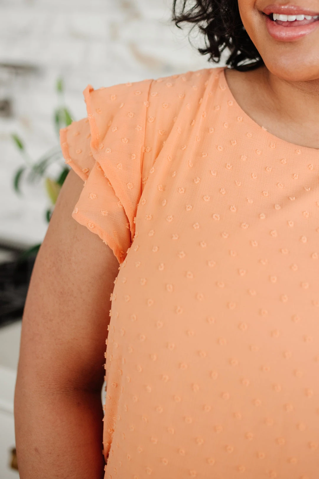 Ave Shops Swiss Dot Ruffle Sleeve Top - Stylish Short Sleeve Blouse for Women 17 Ave Shops Swiss Dot Ruffle Sleeve Top Clothing