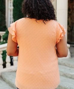 Ave Shops Swiss Dot Ruffle Sleeve Top - Stylish Short Sleeve Blouse for Women 28 Ave Shops Swiss Dot Ruffle Sleeve Top Clothing