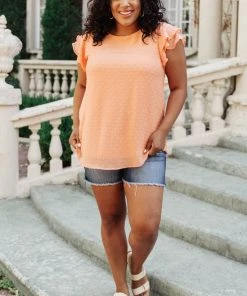 Ave Shops Swiss Dot Ruffle Sleeve Top - Stylish Short Sleeve Blouse for Women 29 Ave Shops Swiss Dot Ruffle Sleeve Top Clothing