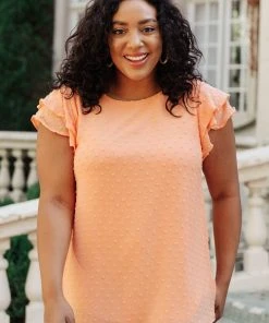 Ave Shops Swiss Dot Ruffle Sleeve Top Clothing