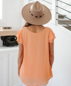 Ave Shops Swiss Dot Ruffle Sleeve Top - Stylish Short Sleeve Blouse for Women 41 Ave Shops Swiss Dot Ruffle Sleeve Top Clothing