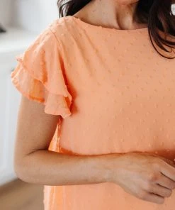 Ave Shops Swiss Dot Ruffle Sleeve Top - Stylish Short Sleeve Blouse for Women 35 Ave Shops Swiss Dot Ruffle Sleeve Top Clothing