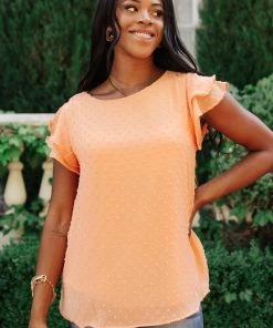 Ave Shops Swiss Dot Ruffle Sleeve Top - Stylish Short Sleeve Blouse for Women 30 Ave Shops Swiss Dot Ruffle Sleeve Top Clothing