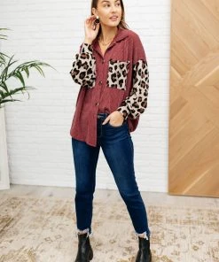 Ave Shops Long Sleeve Tops Take On Me Shacket In Burgundy