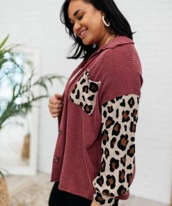 Ave Shops Long Sleeve Tops Take On Me Shacket In Burgundy