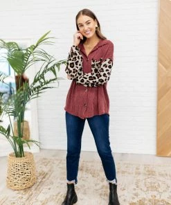 Ave Shops Long Sleeve Tops Take On Me Shacket In Burgundy