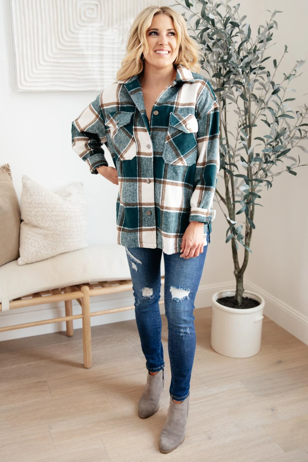 Ave Shops Long Sleeve Tall Pines Plaid Shacket - Stylish Cardigan for Women 13 Ave Shops Long Sleeve Tops Tall Pines Plaid Shacket