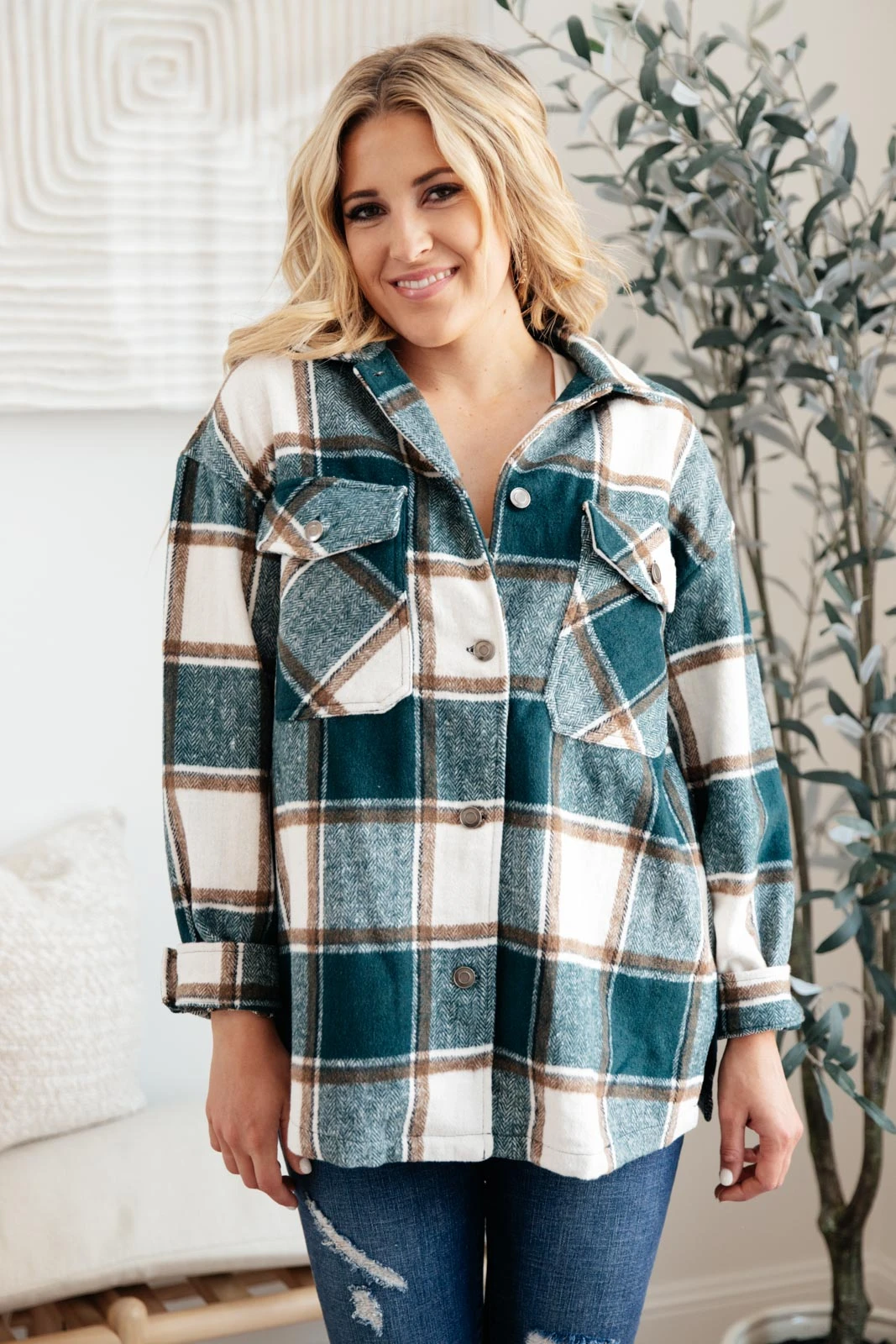 Ave Shops Long Sleeve Tall Pines Plaid Shacket - Stylish Cardigan for Women 17 Ave Shops Long Sleeve Tops Tall Pines Plaid Shacket
