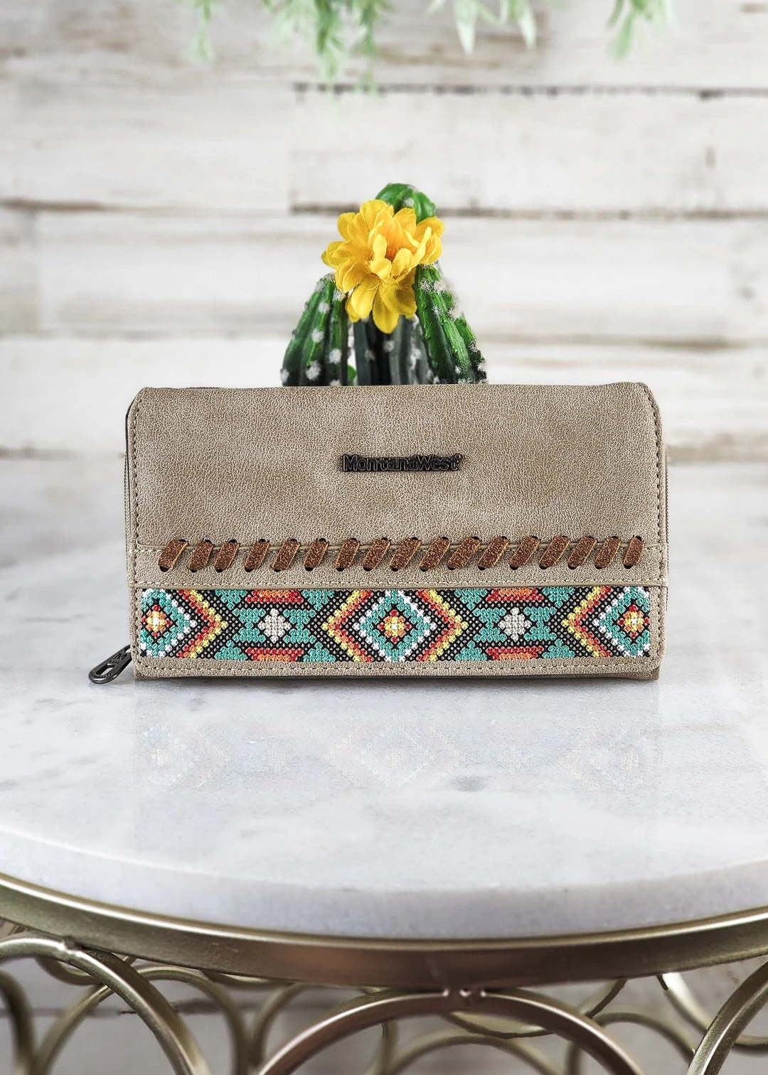 Montana West Tan Aztec Embroidered Wallet New Arrivals