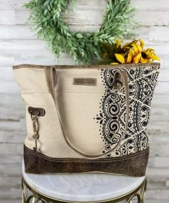 Sixtease Tan Emblem Tote Handbag Handbags & Wallets