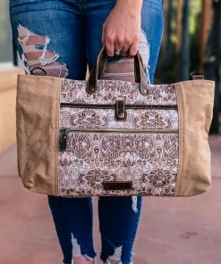 Sixtease Tan Vintage Floral Messenger Handbag