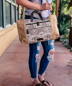 Sixtease Tan Vintage Floral Messenger Handbag