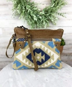 Myra Handbags & Wallets Tan & Blue Western Rug Crossbody