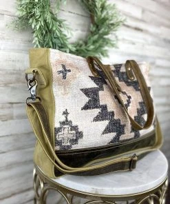 Myra Handbags & Wallets Tan & Pastel Pink Aztec Weekender Handbag