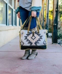 Myra Handbags & Wallets Tan & Pastel Pink Aztec Weekender Handbag
