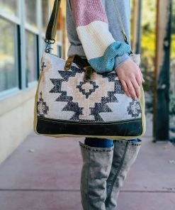 Myra Handbags & Wallets Tan & Pastel Pink Aztec Weekender Handbag
