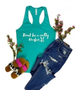 The Cinchy Cowgirl Teal Don't Be A Salty Heifer Tank Top Clothing