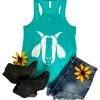 The Cinchy Cowgirl Teal Goat Graphic Tank Clothing
