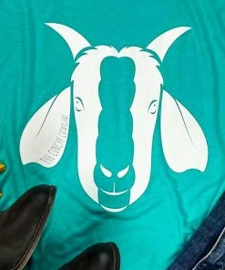 The Cinchy Cowgirl Teal Goat Graphic Tank Clothing