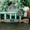 Shiloh Teal Vintage Aztec Beaded Stitched Dog Collar Dog Collars