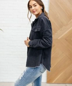 Ave Shops Clothing Tell Me After School Shacket In Gunmetal