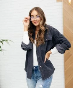 Ave Shops Clothing Tell Me After School Shacket In Gunmetal