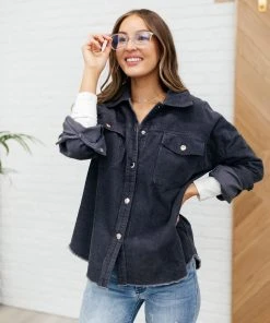 Ave Shops Clothing Tell Me After School Shacket In Gunmetal