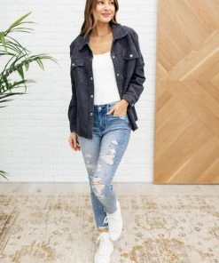 Ave Shops Clothing Tell Me After School Shacket In Gunmetal