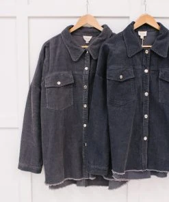 Ave Shops Clothing Tell Me After School Shacket In Gunmetal