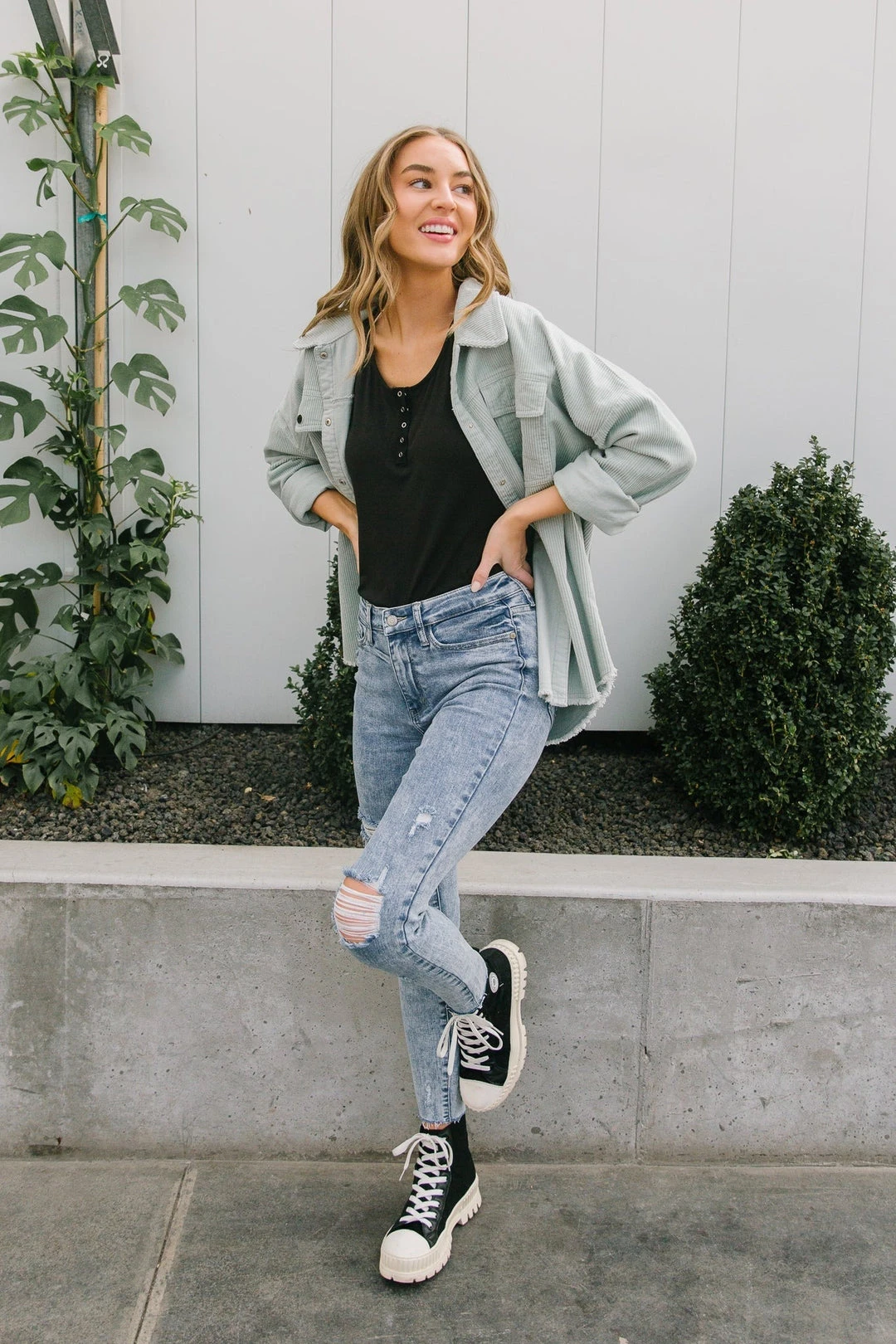 Ave Shops Tell Me After School Shacket In Mist - Stylish Long Sleeve Top for Women 4 Ave Shops Tell Me After School Shacket In Mist