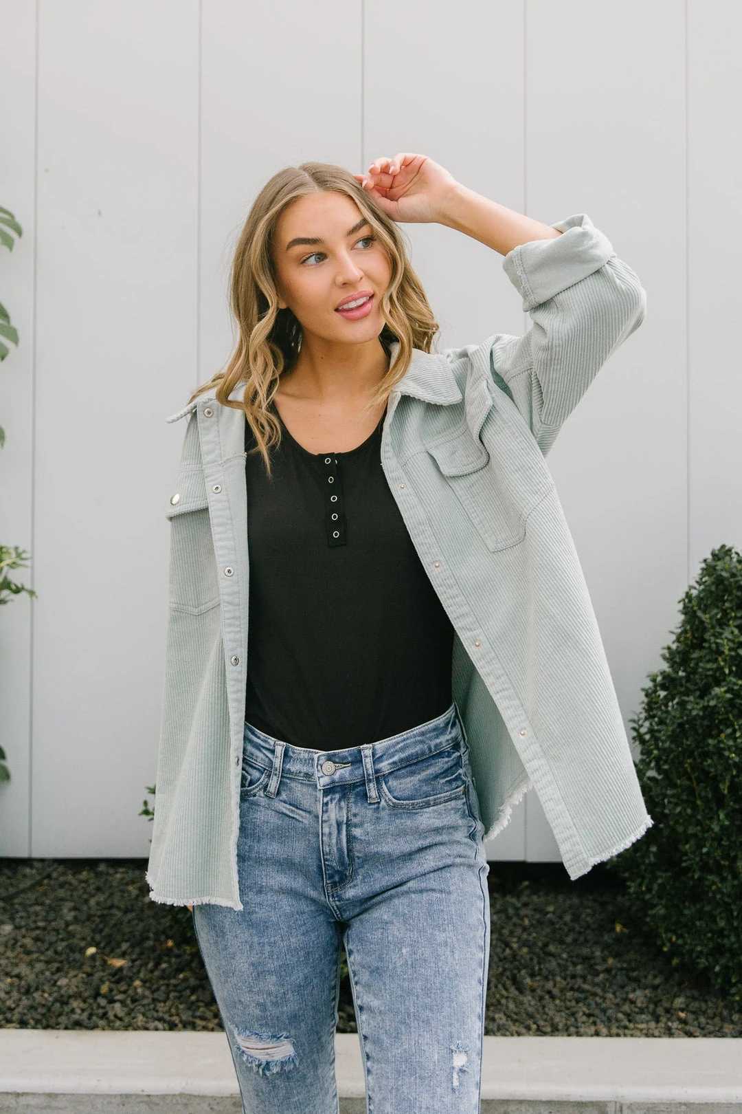 Ave Shops Tell Me After School Shacket In Mist - Stylish Long Sleeve Top for Women 11 Ave Shops Tell Me After School Shacket In Mist