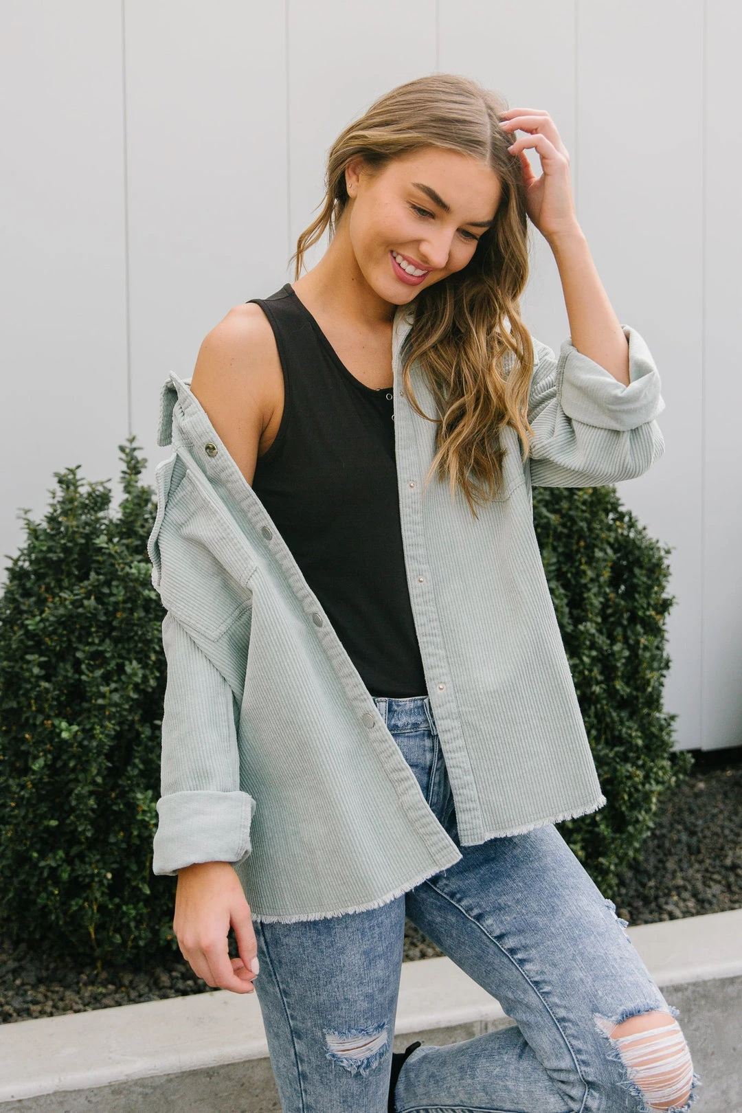 Ave Shops Tell Me After School Shacket In Mist - Stylish Long Sleeve Top for Women 5 Ave Shops Tell Me After School Shacket In Mist