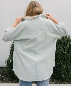 Ave Shops Tell Me After School Shacket In Mist - Stylish Long Sleeve Top for Women 27 Ave Shops Tell Me After School Shacket In Mist