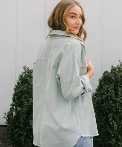 Ave Shops Tell Me After School Shacket In Mist - Stylish Long Sleeve Top for Women 22 Ave Shops Tell Me After School Shacket In Mist