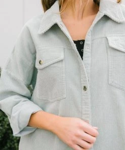 Ave Shops Tell Me After School Shacket In Mist - Stylish Long Sleeve Top for Women 20 Ave Shops Tell Me After School Shacket In Mist