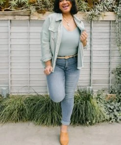 Ave Shops Tell Me After School Shacket In Mist - Stylish Long Sleeve Top for Women 25 Ave Shops Tell Me After School Shacket In Mist