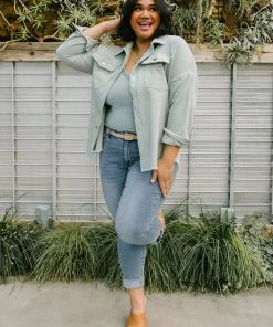 Ave Shops Tell Me After School Shacket In Mist - Stylish Long Sleeve Top for Women 19 Ave Shops Tell Me After School Shacket In Mist