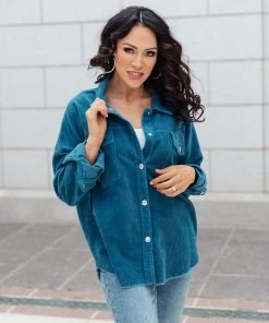 Ave Shops Tell Me After School Shacket In Teal