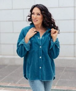 Ave Shops Tell Me After School Shacket In Teal