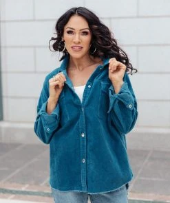 Ave Shops Tell Me After School Shacket In Teal