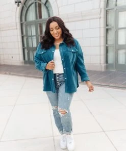 Ave Shops Tell Me After School Shacket In Teal