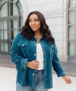 Ave Shops Tell Me After School Shacket In Teal