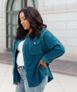 Ave Shops Tell Me After School Shacket In Teal